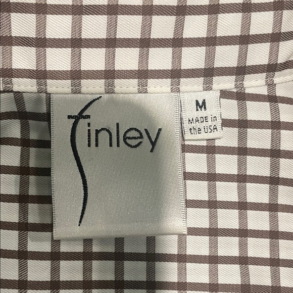 Finley Joey roll sleeve Brown and White Checkered Tunic - Picture 8 of 9